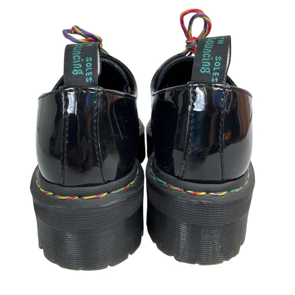 Dr. Martens 1461 Quad Rainbow Patent Platform Shoes black size 7 ladies 6 Men - Picture 9 of 16